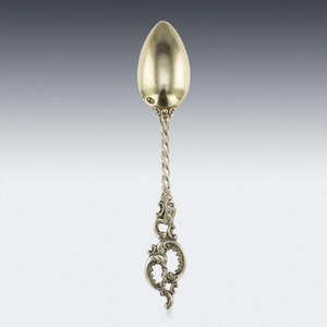 19th Century Imperial Russian Faberge Silver-Gilt 12 Coffee Spoons, circa 1890